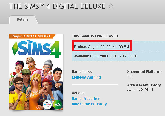 The Sims 4: Origin Pre-Load Set For August 29th